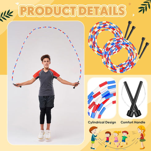 16-foot Zubebe Double Dutch Jump Ropes Bulk Segmented Skipping Colorful Beaded Ropes for Kids Adults Fitness Physical