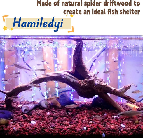 Hamiledyi 4 Pcs Driftwood for Aquarium, Natural Spider Wood Fish Tank Log Ornament