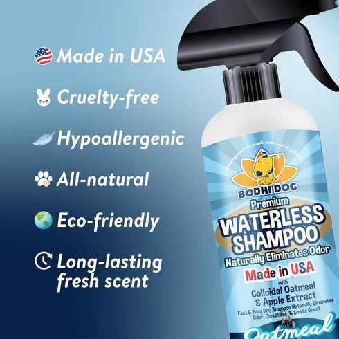 Bodhi Dog Waterless Shampoo, Natural Dry Shampoo for Dogs & Cats, No Rinse Required, Vet Approved, 17 Fl Oz