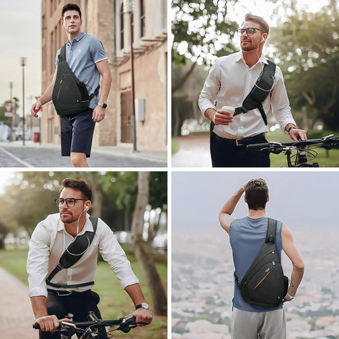 TUDEQU Sling Bag for Men, 19L Crossbody Backpack with 8 Pockets, One Strap Design