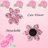 Cute Pink Flowers Print Dog Collar, Soft Adjustable Pet Collar with Metal Buckle Gift for X-Large Dogs