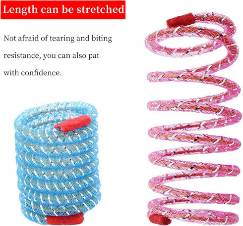 WishLotus Spring Cat Toys - Colorful Cat Spring Toy and Cat Tube Toy Telescopic Mesh Pole for Kitten Chew Toys