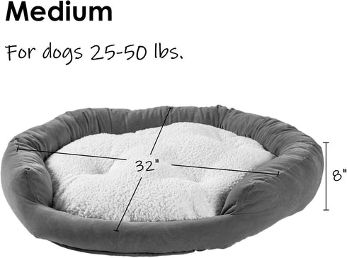 Maddie Donut Dog Bed - Medium - Moss - with Removable Center Pillow (32" x 32")
