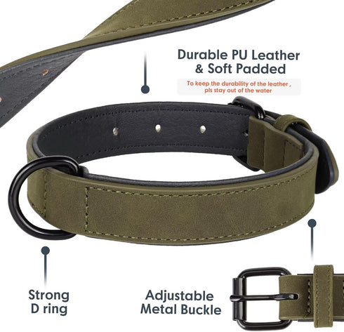 Didog Soft Padded Leather Dog Collar - Breathable Heavy Duty with Adjustable Rust-Proof Metal Buckle for Small Medium