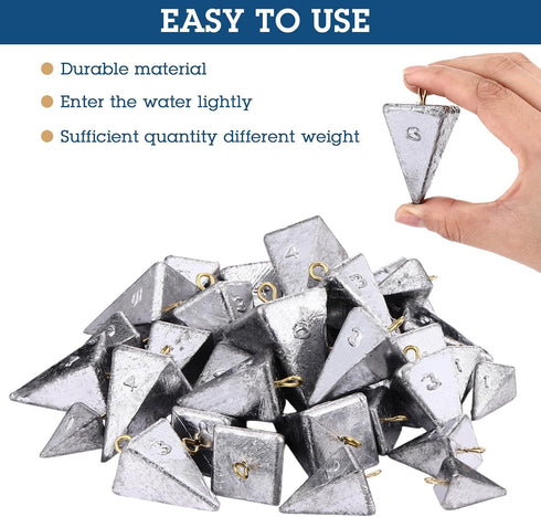 36 (1oz,2oz,3oz,4oz,5oz,6oz) Pcs Pyramid Fishing Weights Sinkers Saltwater Pyramid Sinkers Rig Fishing Weights Gear