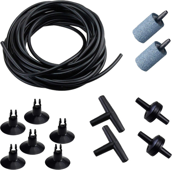 AQUANEAT 14Feet Aquarium Airline Tubing, Standard 3/16" Tubing with Air Pump Accessories (Black)