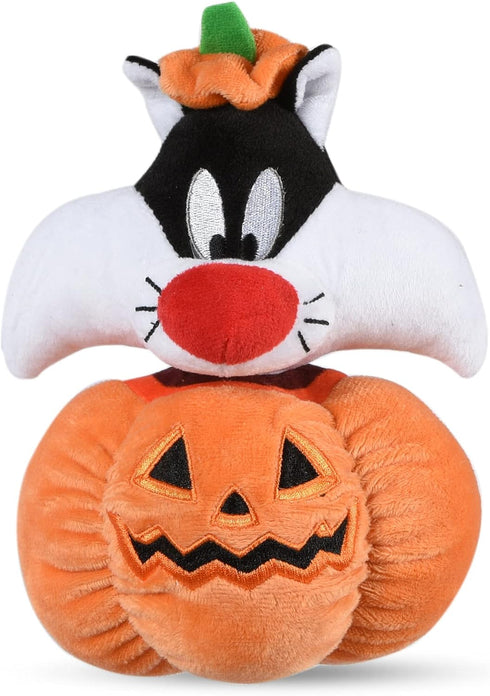 Looney Tunes for Pets Sylvester The Cat Plush Dog Toy, Halloween Pumpkin Head, 6 Inch Squeaky Chew Toy for Small Dogs