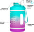 NatureWorks HydroMATE Half Gallon Water Bottle with Time Markers, BPA Free, Reusable Leak Proof Jug
