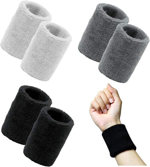 Gabrella 6 Pcs Sweat Bands Wristbands, Sweatbands Sports Absorbent Wristband for Men &