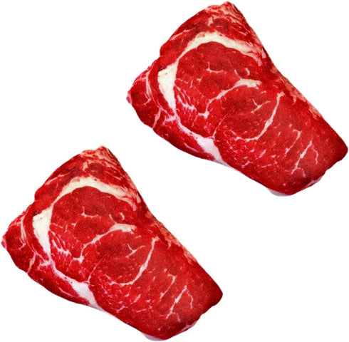 Calsgkspray 2Pcs Realistic Food Dog Squeaky, Steak Plush Dog Toy, Stuffed Puppy Chew