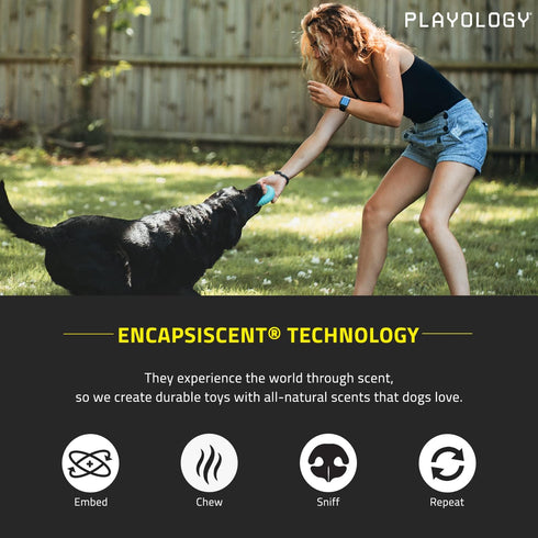 Playology Dual Layer Ring Toy for Large Dogs (35lbs & up) - Peanut Butter Scented Durable Chew Toy