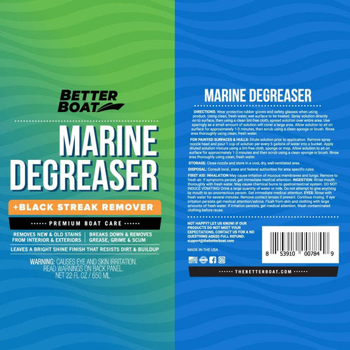 Commercial Better Boat Marine Degreaser and Black Streak Remover, Heavy Duty Fiberglass and Engine Cleaner, Grade