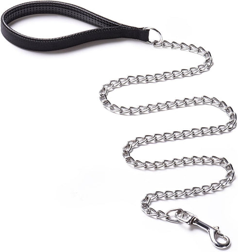 CtopoGo Heavy Duty Dog Leash, Metal Chain with Padded Handle for Large & Medium Size Dogs (4 ft. x 3.0 mm (0-80 lbs.))