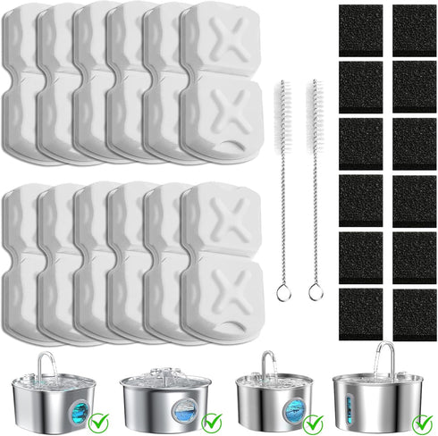 MJYNITE Cat Water Fountain Filter Replacement Kit - 12 Cat Fountain Filters, 12