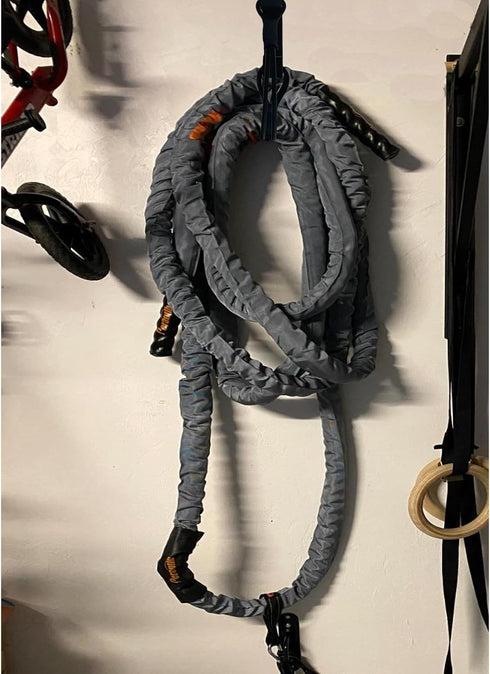 Pmsanzay Exercise Rope Storage Hanger, Wall-Mounted Heavy Duty Metal Hook Bracket for Battle Rope Storage