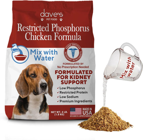 Dave's Pet Food Kidney Support for Dogs, Chicken Formula Crumble, Non-Prescription Low Phosphorus Diet, 4 lb
