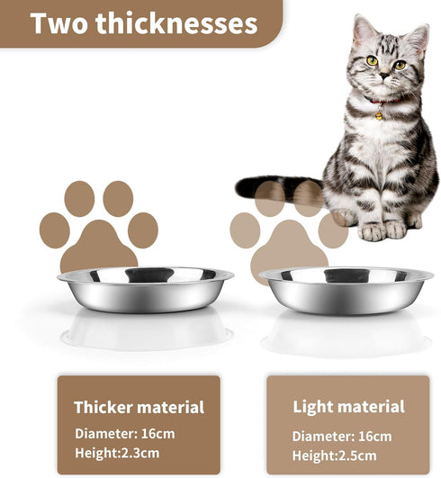 HUOIQUE 10 Pcs Stainless Steel Cat Bowls, 6.2 Inches Whisker Fatigue Cat Dishes for Food and Water