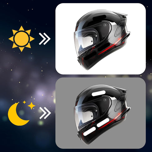 Exclaith 20PCS Black Reflective Tape, Reflective Stickers Motorcycle Helmet Decals Night Visibility Safety Decals