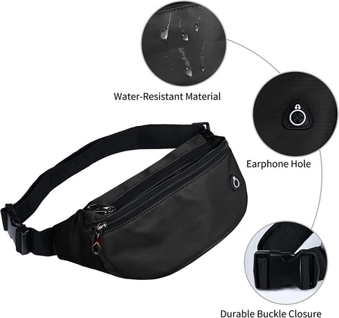 Waterproof Fanny Pack for Men Women, Sports Waist Bag Pack, Belt Bag for Travel Hiking Running