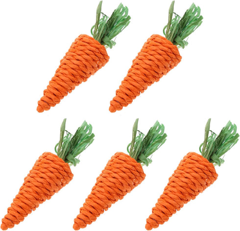 WOZUN Rabbits Chew Toy Natural Grass Carrot 5-Piece Small Animal Teeth Grinding Rabbits