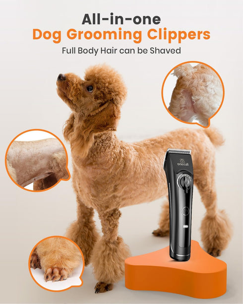 oneisall Dog Clippers for Grooming Doodles Poodles Thick Curly Hair,Low Noise Heavy Duty Dog Grooming Kit