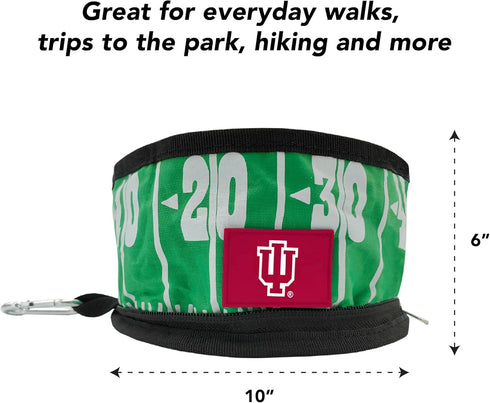 NCAA INDIANA HOOSIERS Collapsible Dog Travel Bowl - Food and Water Bowl for Dogs & Cats - Portable Leak-Proof Pet Bowl