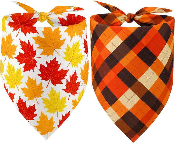 PRITIWEL 2PCS Fall Dog Bandanas Halloween Dog Bandanas Fall Scarf for Boy and