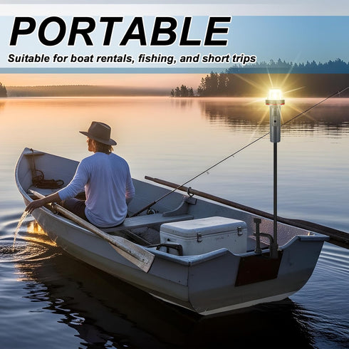 24" Tuanse Portable Battery-operated Boat Navigation Light, Bi-color Red/green Bow Light with Adjustable Clamp
