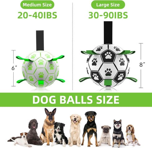 Glow in The Dark Dog Toys - Interactive Light Up Soccer Ball with Straps for Small & Medium Dogs, Puppy Gifts
