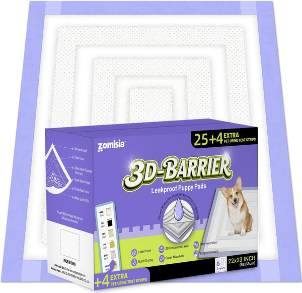 ZOMISIA 3D-Barrier Puppy Pee Pads for Dogs, 7 Cups Absorb & Rise