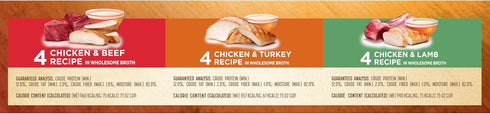 Pack, 2.75 oz. (Pack 12), 2 Count Nature's Recipe Grain Free Wet Dog Food Variety Chicken Recipes with Beef, Turkey