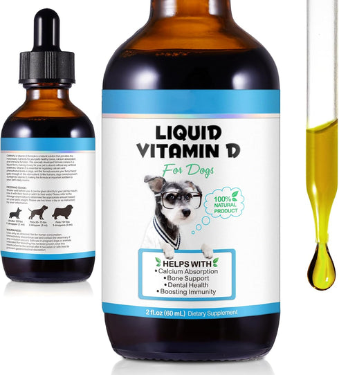 FSLHCY Dog Vitamins D Supplements 2 Fl Oz Liquid Vitamin D for Dogs