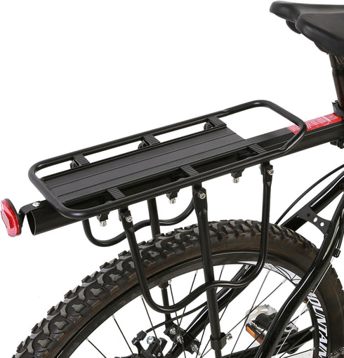 GOTOTOP Strong Alloy Rear Bike Rack, Black Pannier Bag Luggage Carrier, 55 Lbs Capacity with Reflector for Bike Cycle