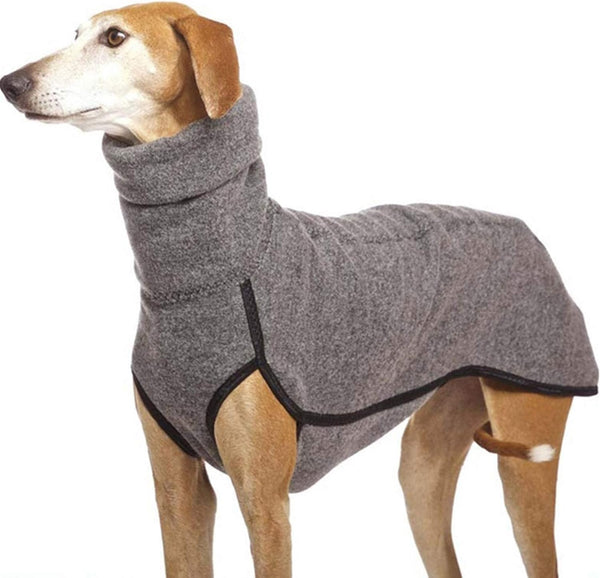 Esobo Fleece Dog Coat, Winter Warm Doggie Turtleneck Jacket for Small Medium Large Dogs, Cozy Grey Vest