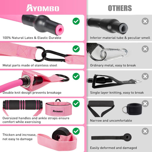 Resistance Bands with Handles for Working Out, Fitness Bands for Women, Home Gym Training Equipment