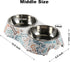 M&BGWPP Melamine Plastic Dog Food Bowl, Non Skid Base, Double Pet Feeder Bowls, 2-in-1 Removable Stainless Steel Pet Water and Food Bowls for Dogs (Middle)