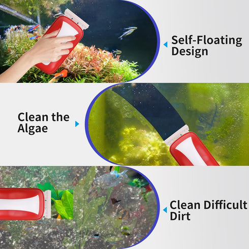 1/8 1/3 Inch Aquarium Magnet Glass Cleaner Brush,Glass Fish Tank Algae Brush Cleaning Tool, with Two Algae