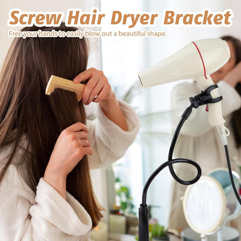 DYNWAVE Dog Hair Dryer Stand, Adjustable Grooming Table Hair Dryer Holder with Clamp, 360 Degrees Rotatable