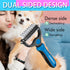 OneCut Pet Grooming Brush and Metal Comb Combo, Pet Grooming Rake and Brushes for Small, Medium & Large Dogs Double Sided Deshedding Tool Removes Knots and Tangled Hair (Red)