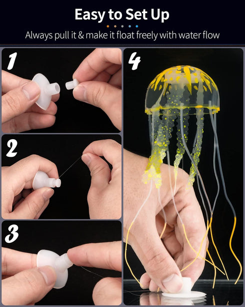 Uniclife 6 Pcs Glowing Jellyfish Ornament Decoration for Fish Tank Aquarium