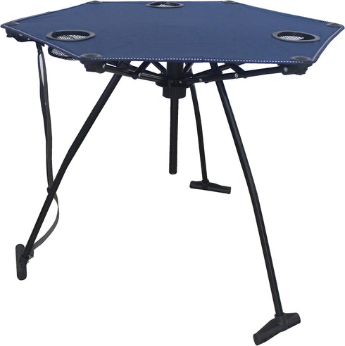 Zenithen High Tension Folding Fabric Table with Cup Holders, Dark Blue (Pack