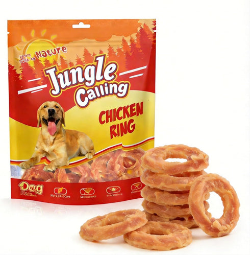 Jungle Calling Chicken Rings Dog Treats, Slow Roasted Chicken Jerky, Rawhide Free