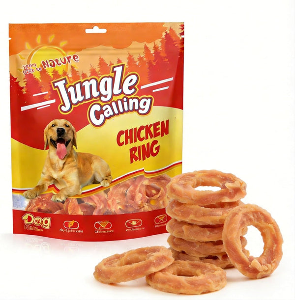 Jungle Calling Chicken Rings Dog Treats, Slow Roasted Chicken Jerky, Rawhide Free