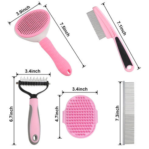 Pafeooui 6PCS Set Dog Grooming Kit, Pet Grooming Kit, Deshedding Brush for Short Hair, Slicker Brush, Flea Comb, Puppy