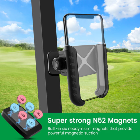 Golf Cart Phone Mount Holder - Compatible with iPhone, Galaxy, Google Pixel, Ultra Strength Magnetic Caddy