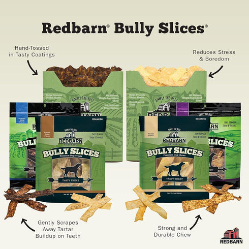 9 oz Redbarn Pet Products All-Natural Rawhide Bully Slices - Bully Stick Flavor - Premium Grain-Free Beef Hide Treats