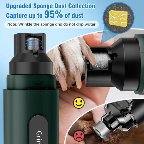 7-Speed Trimmers, Dog Nail Grinder, Quiet Electric Dog Nail Dog Nail Clippers with Sponge Dust Collection & File