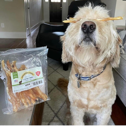 Beef Tendons for Dogs, USA Made, Grass Fed, All Natural Dental Chews, Grain Free, Odor Free, 8 OZ
