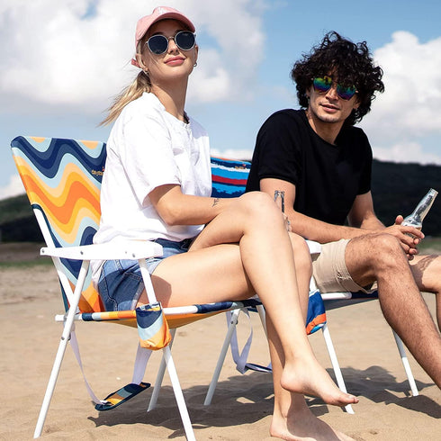 15" 300 LBS, SunnyFeel Tall Folding Beach Chair, Oversized Portable High Seat Sand Chair for Adults Heavy Duty Foldable