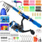 Kids Fishing Rod 1.5M 61Inch Portable Telescopic Fishing Pole and Reel Combos Full Kits for Youth